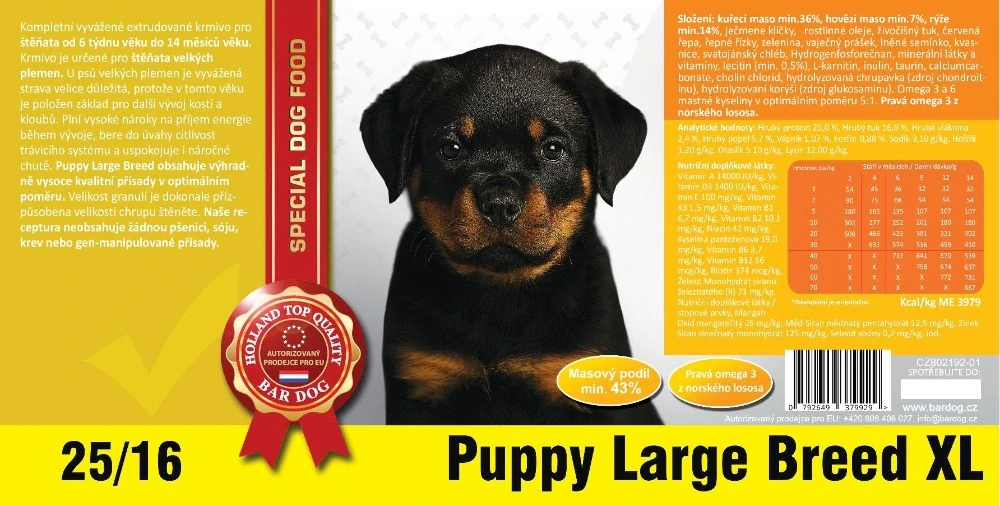 BARDOG PUPPY Large & Breed XL 25/16 4 kg